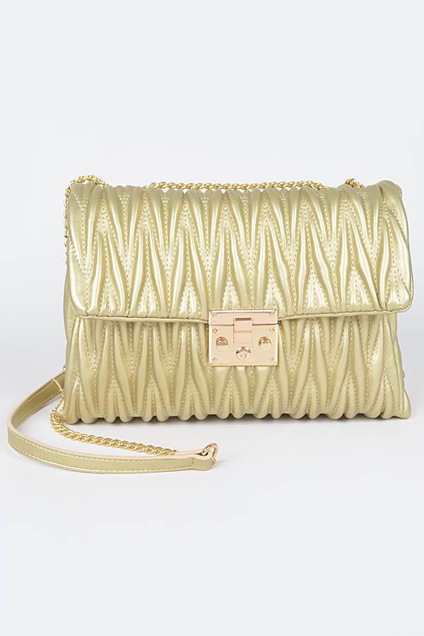 Quilted Faux Leather Flap Chain Bag image