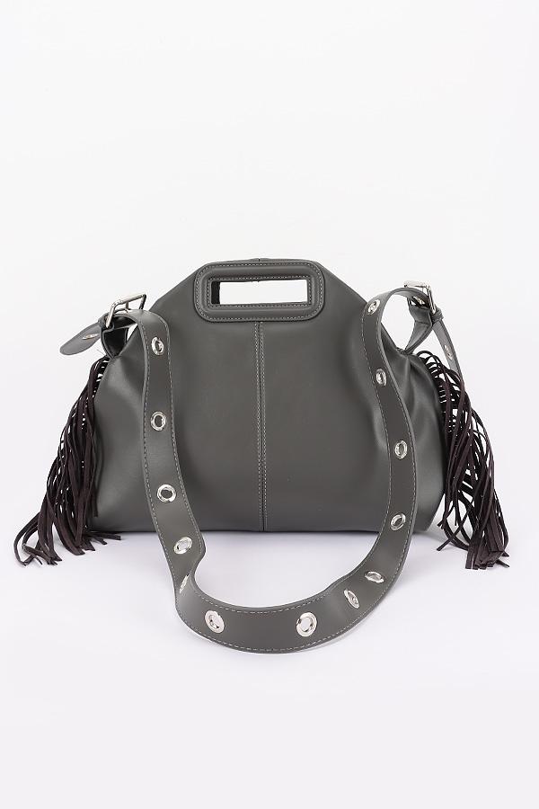 Fringe Trimmed Leather Bag image