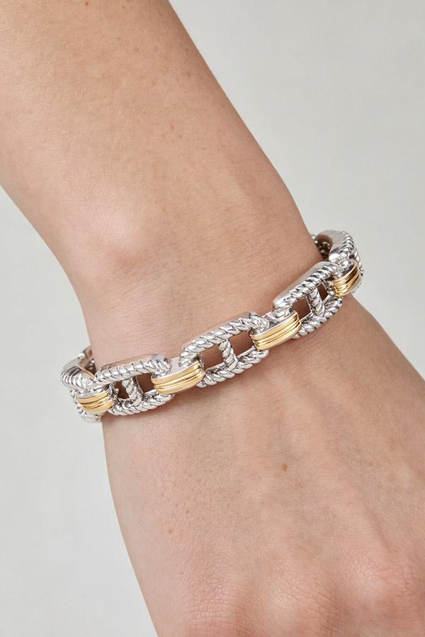 Gold Silver Twisted Link Chain Bracelet (JH317) image