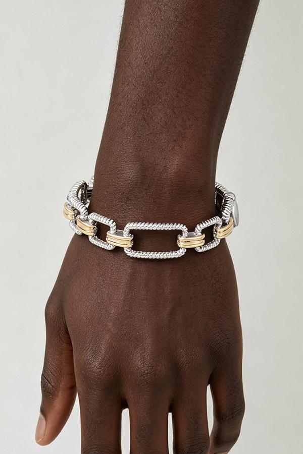 Gold Silver Twisted Link Chain Bracelet image
