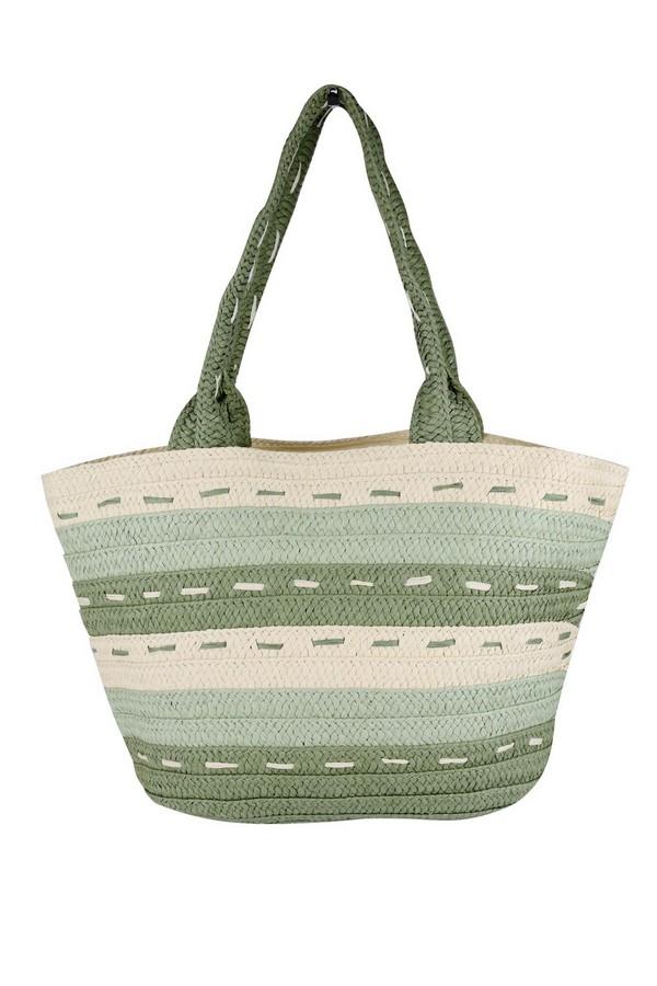 STRIPED PATTERN DOTTED LINE DETAIL STRAW BAG. image