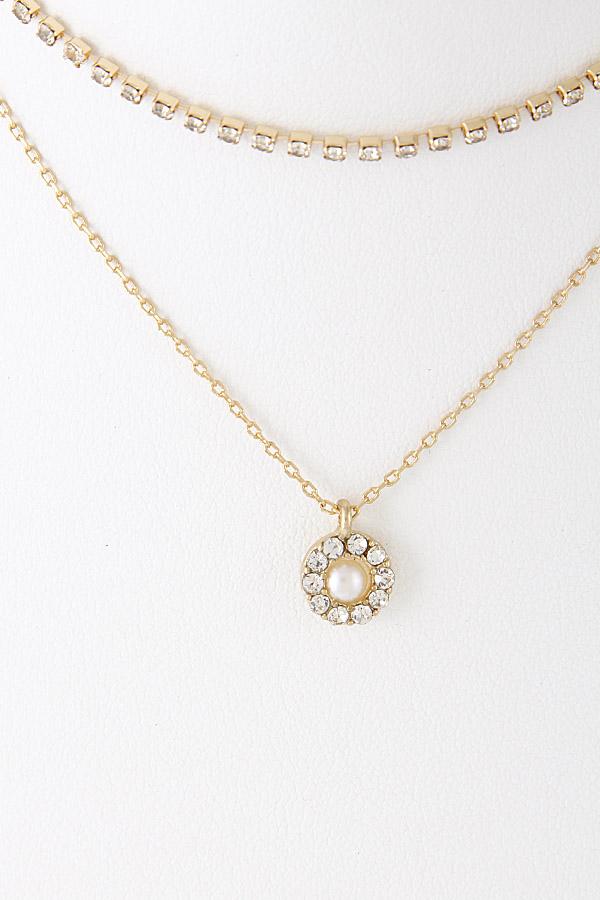 Multi Layer Choker Necklace With Flower Pendant 7JBA5 image
