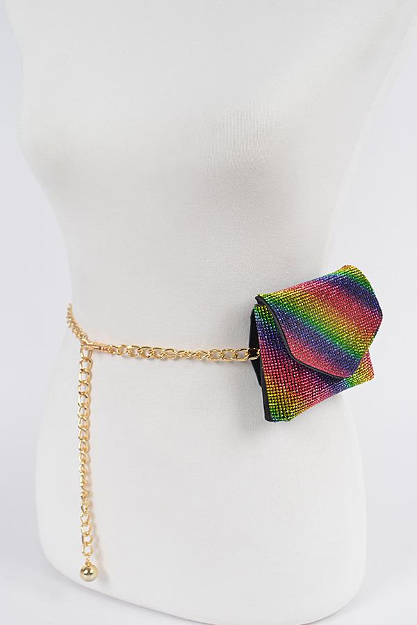 Rhinestone Mini Bag W/Chain image