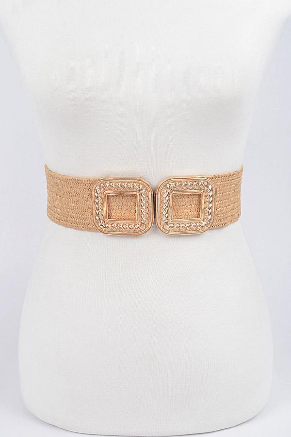 Faux Straw Elastic Two Buckles Belt (PB8283)