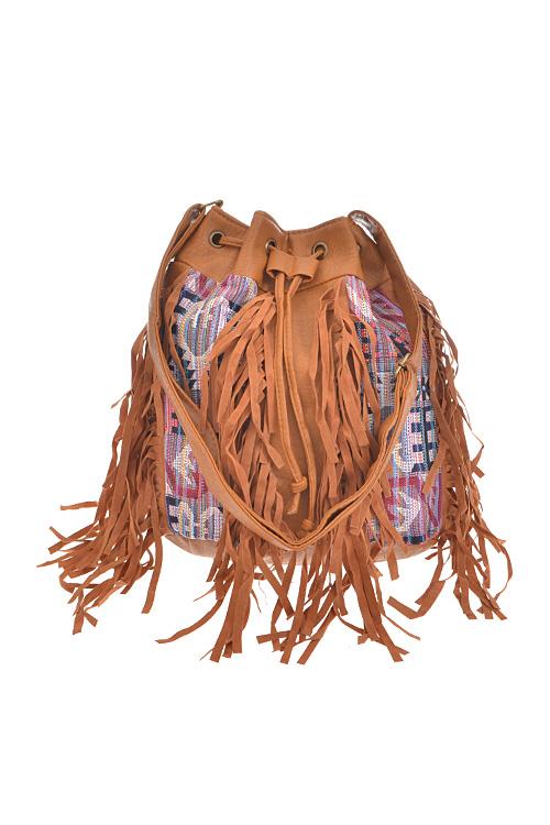 Faux Fringed Pattern Bucket Bag 754 image
