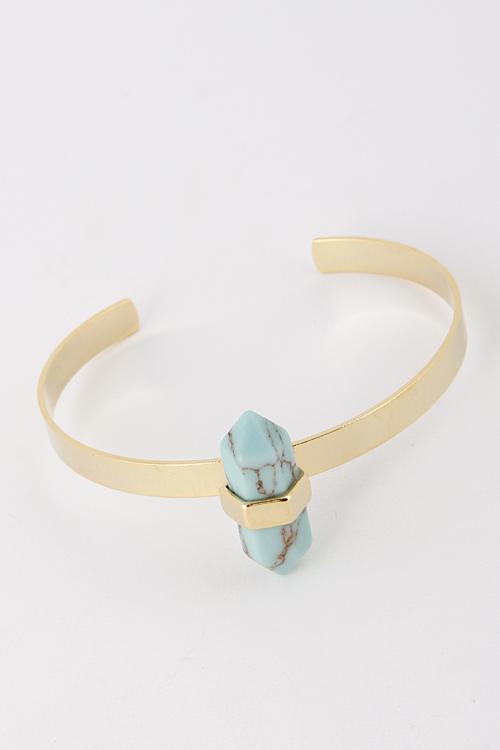 Pointy Bar Turquoise Stone Cuff Bracelet 5DBG2 image