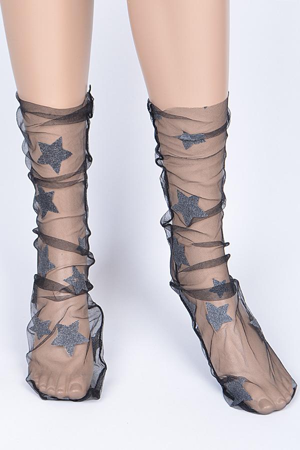 Socks With Glitter Sparkle Stars. image