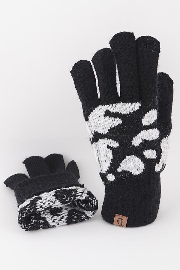 Cow Print Winter Gloves image