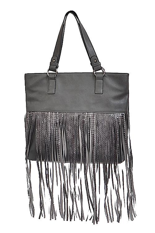 Snake Skin Textured Fringe Bag image