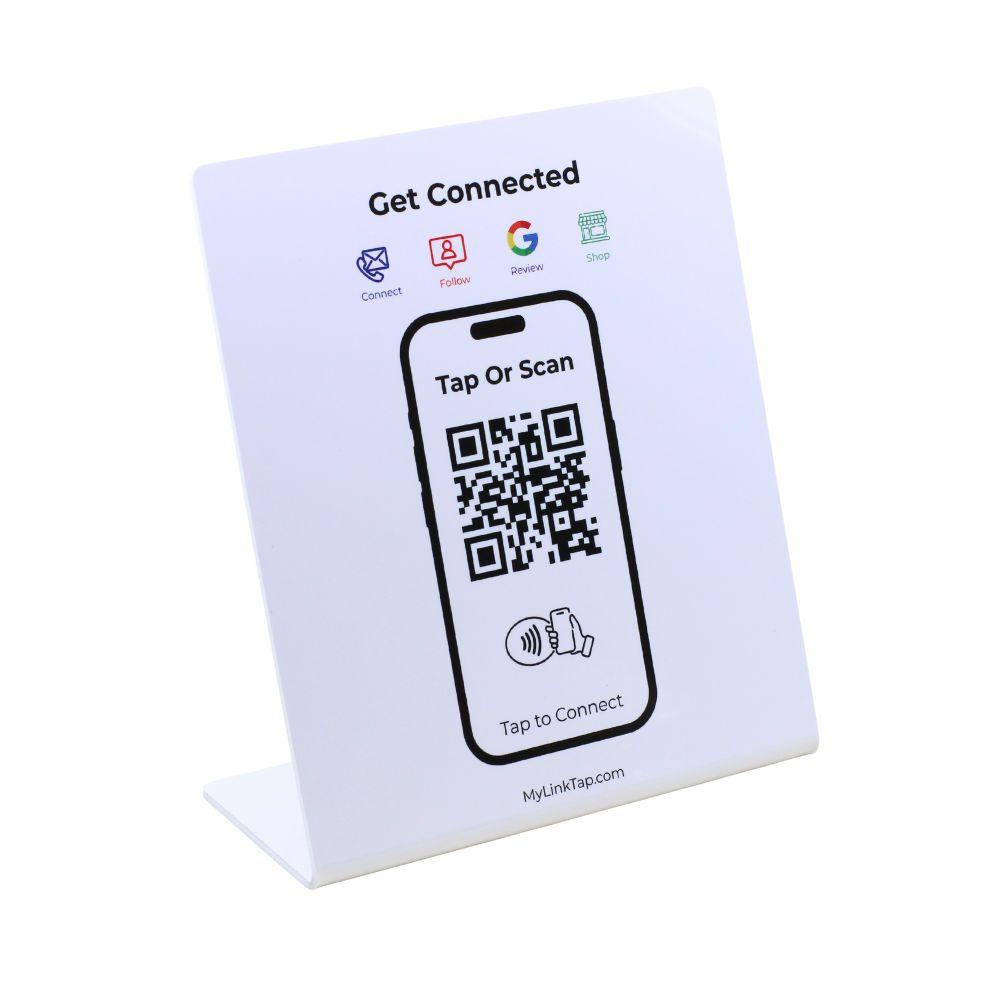 Smart Plate NFC Digital Business Stand - Contact Sharing - Social Media, Contact, Payment & More with FREE Instant Bio Page (White)
