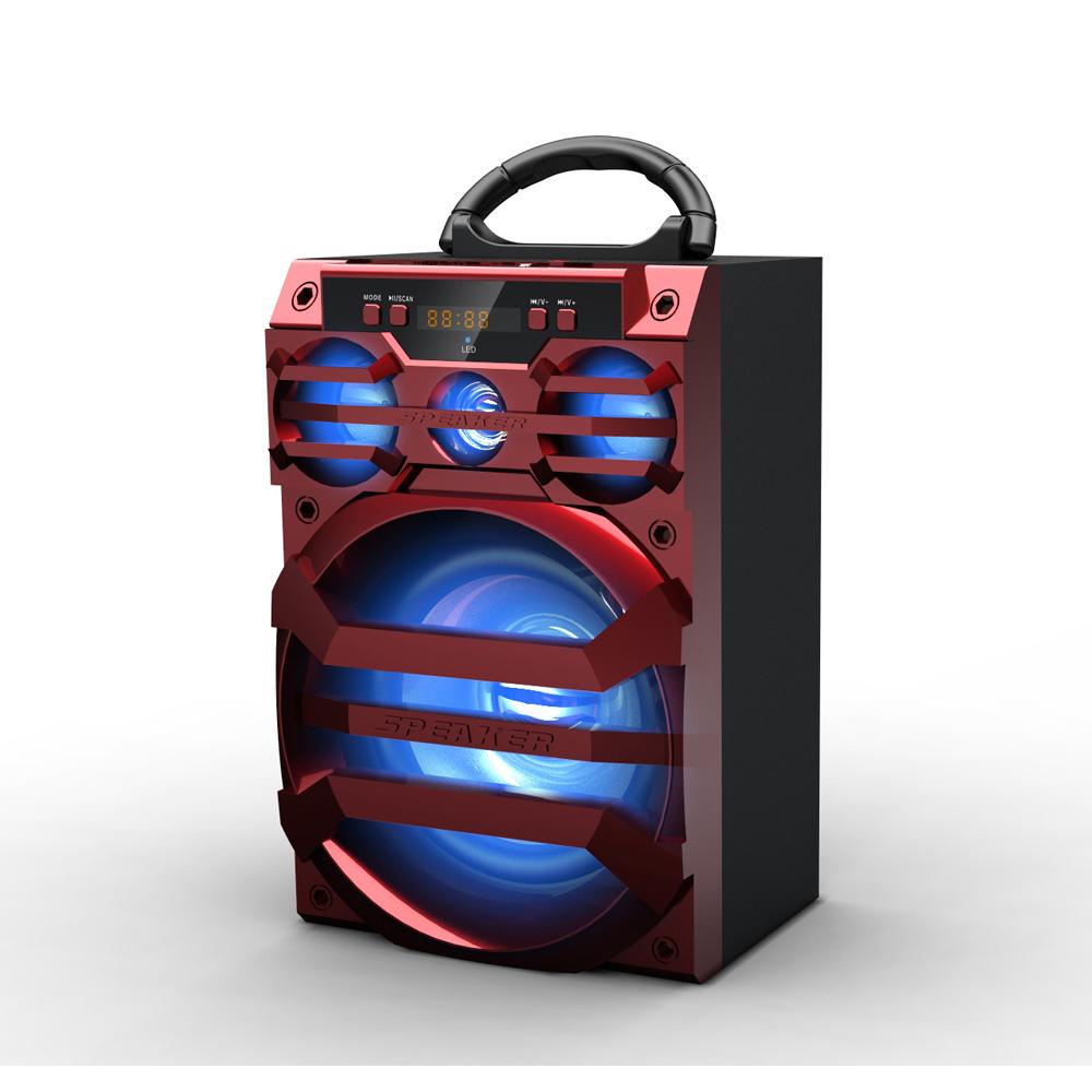 LED Large Outdoor Subwoofer Portable Bluetooth Speaker 187BT (Red)