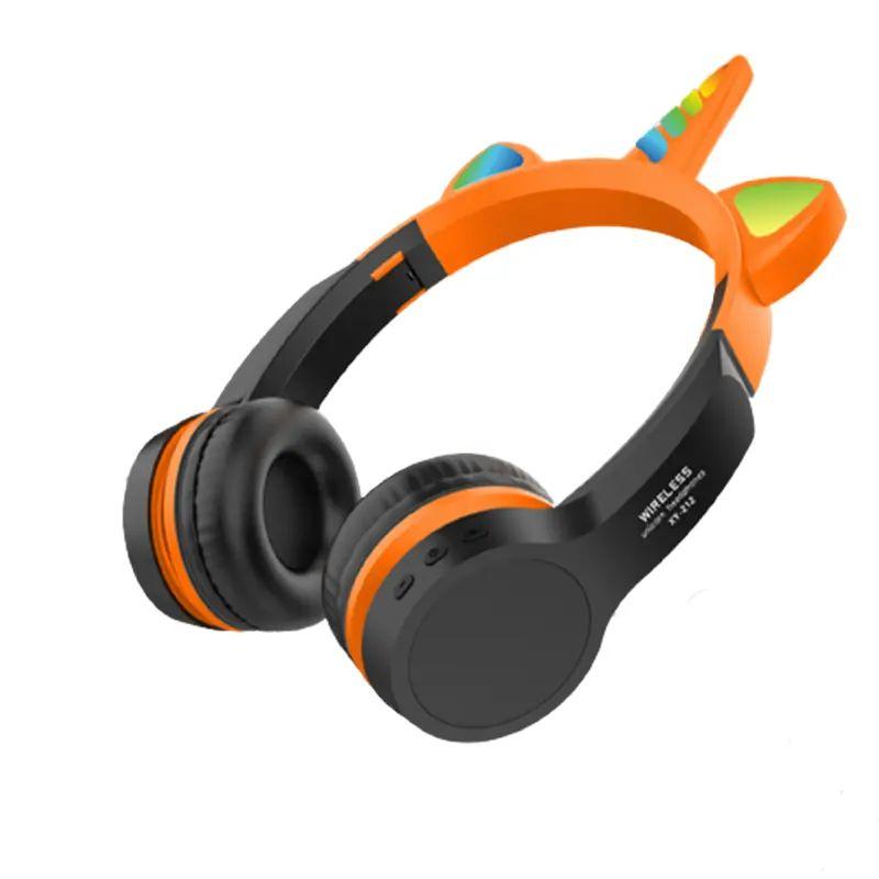 Unicorn Bluetooth Headphones: Foldable, Wireless, with Mic & FM Radio for Cell Phones (Orange) image