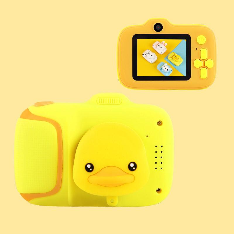 1080P Mini Cartoon Kid Camera: Digital Video with Games, Soft Shell for Kids (Yellow Duck) image