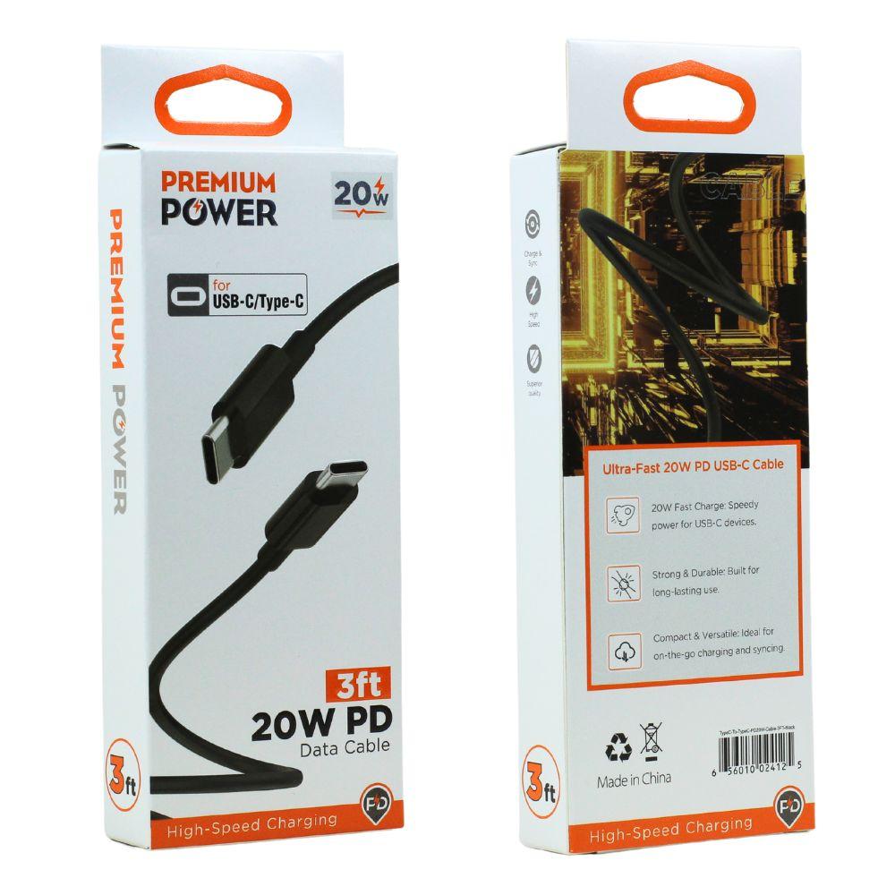 USB C / Type C Phone, Tablet 60W PD Fast Charging USB-C to USB-C Cable 3FT (Black) image