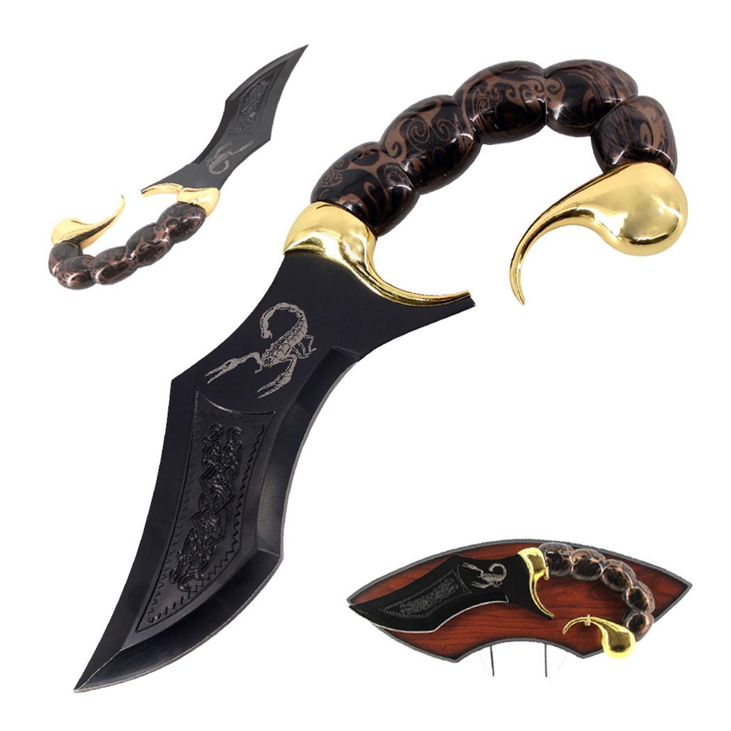 14 Inch Fantasy Scorpion Dagger Black Blade Knife With Plaque/Stand image