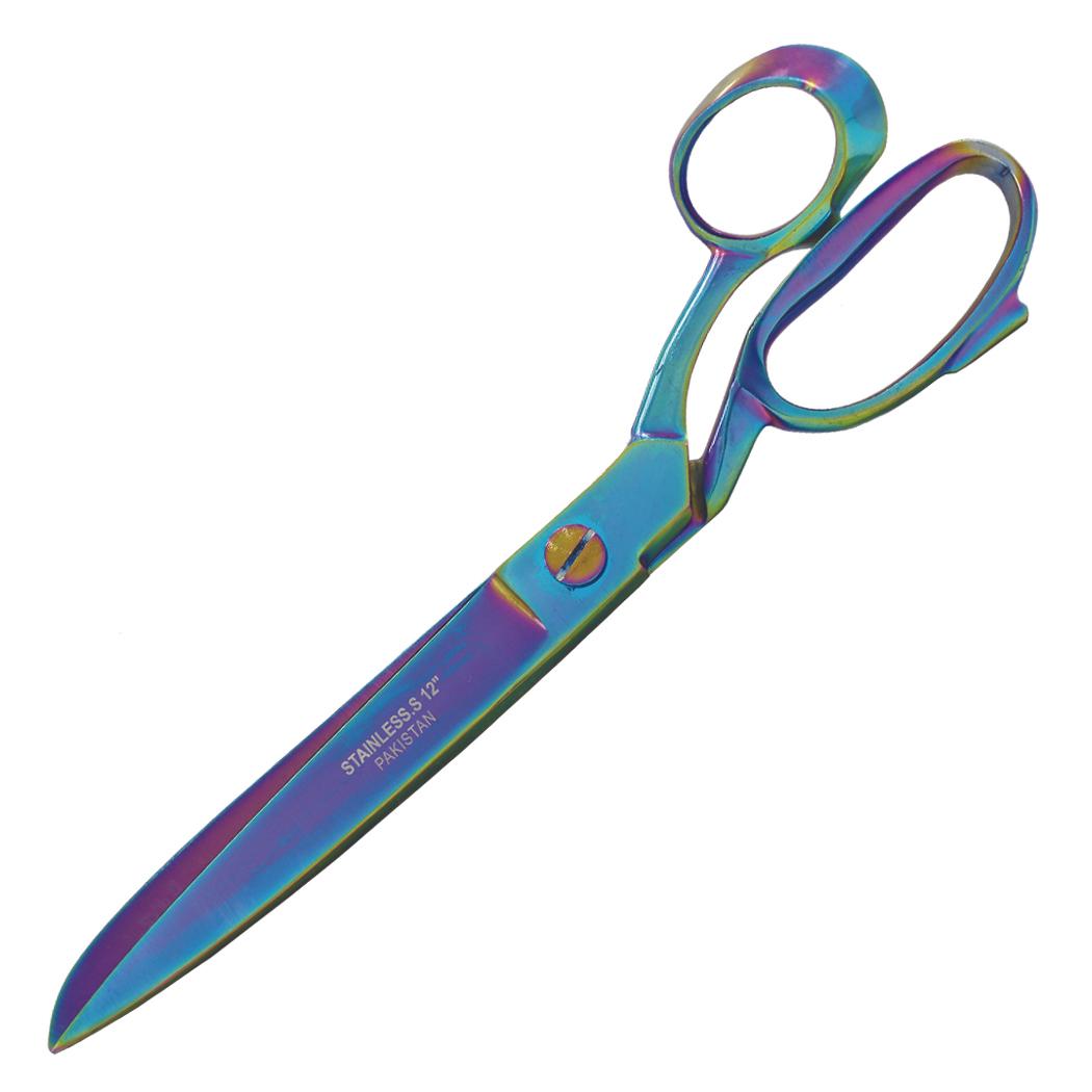 12" Multi Color Dressmaking Fabric Shears Tailor's Sewing Scissors image