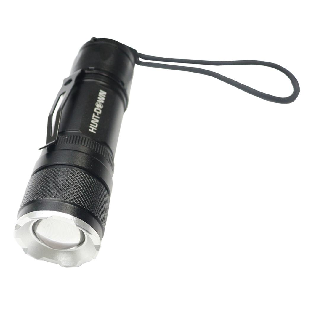 Hunt-Down High Powered Super Beam Mini Tactical Zoom Black Flashlight 1100 Lumens image
