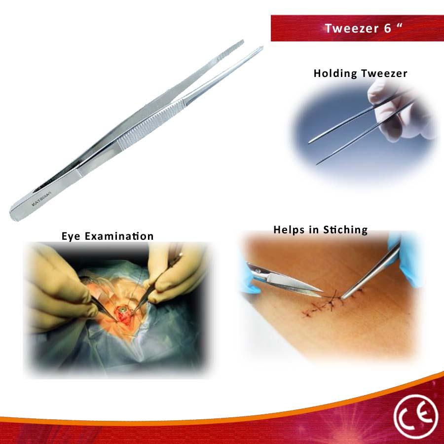 6 Inch General Purpose Tweezers Stainless Steel image
