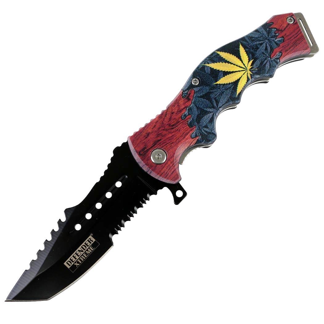 Defender-Xtreme 8.5 Inch Leaf Tactical Spring Assisted Folding Knife Stainless Steel image