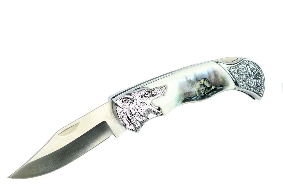 7.25" BoneEdge Wolf Folding Knife with Gift Box image