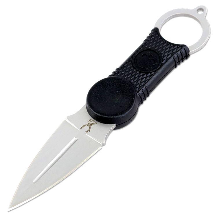TheBoneEdge 7 Inch Fixed Blade Tactical Survival Neck Knife With Sheath Black Handle