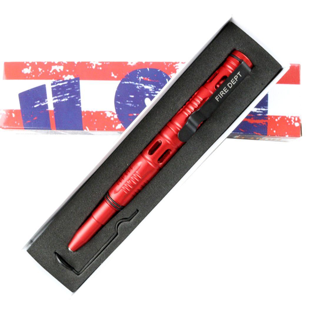 Hunt-Down New 6 Inch Red Fire Dept. Tactical Pen For Self Defence with Glass Breaker