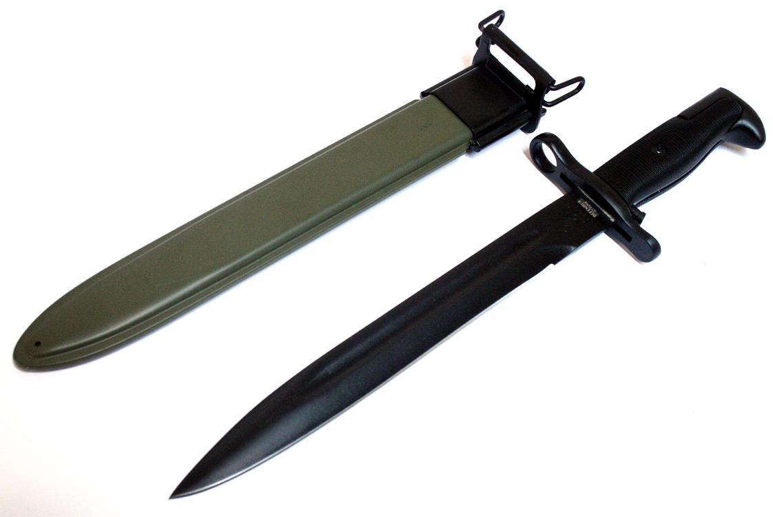 Hunt-Down 14 Inch Black M1 1943 OL US Rifle Bayonet with Green Sheath image