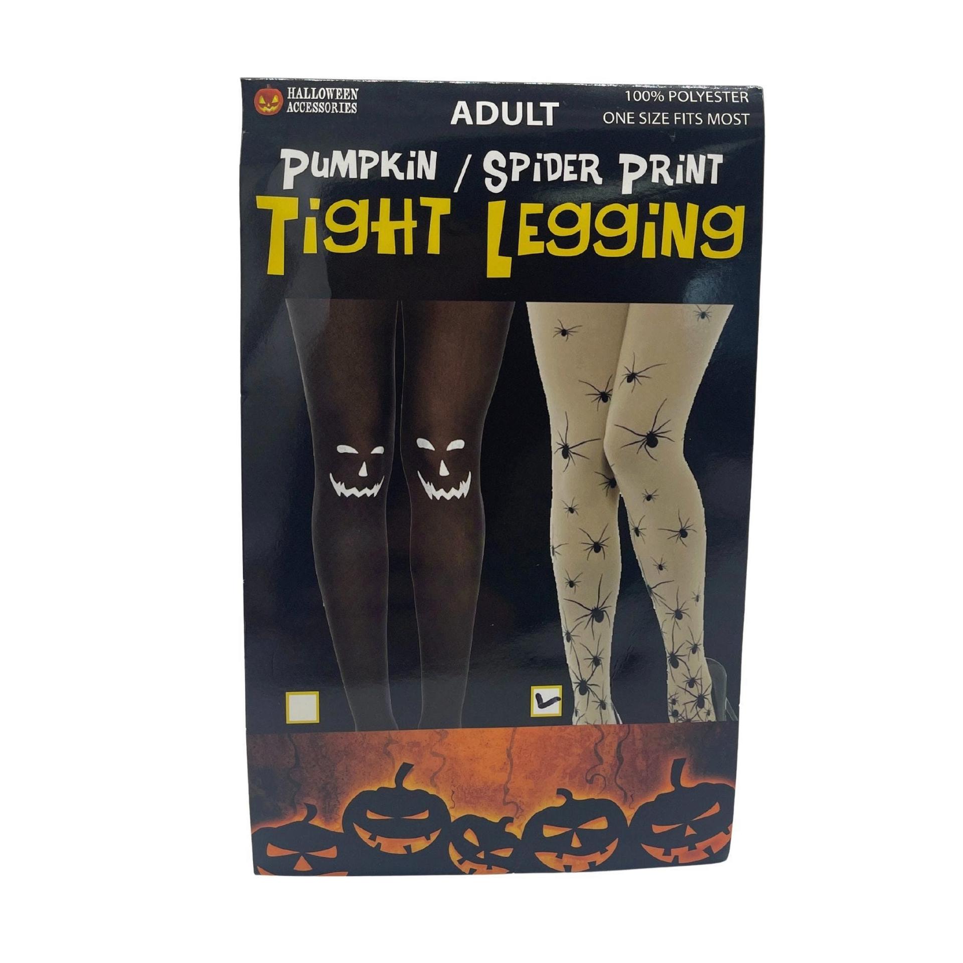 Pumpkin Knee and Spider Print Assortment Adult Tights image
