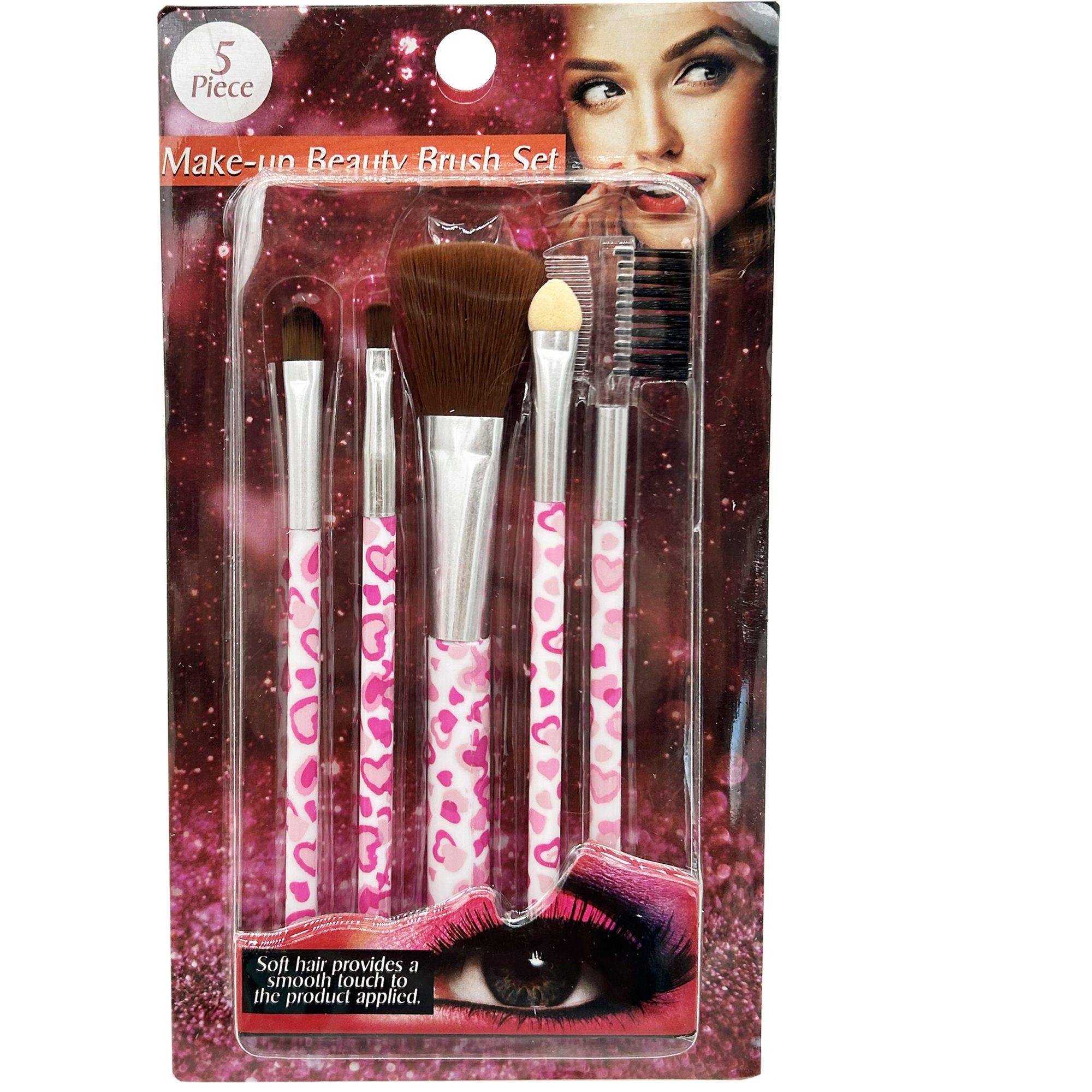 5 Pack Make-up Beauty Brush Set with Design Print Handles image