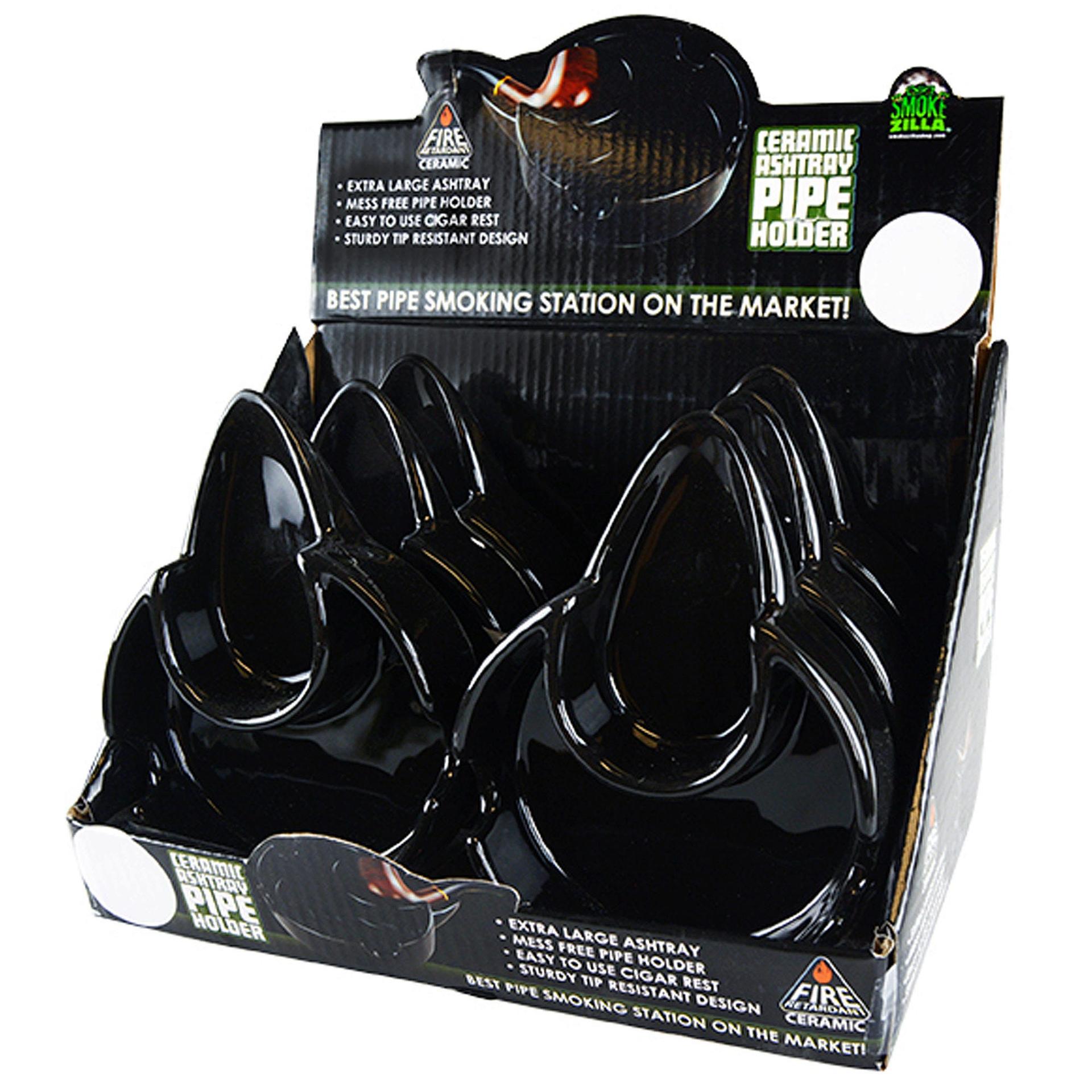 Smoke Zilla Ceramic Ash Tray with Pipe or Cigar Holder in PDQ Display image