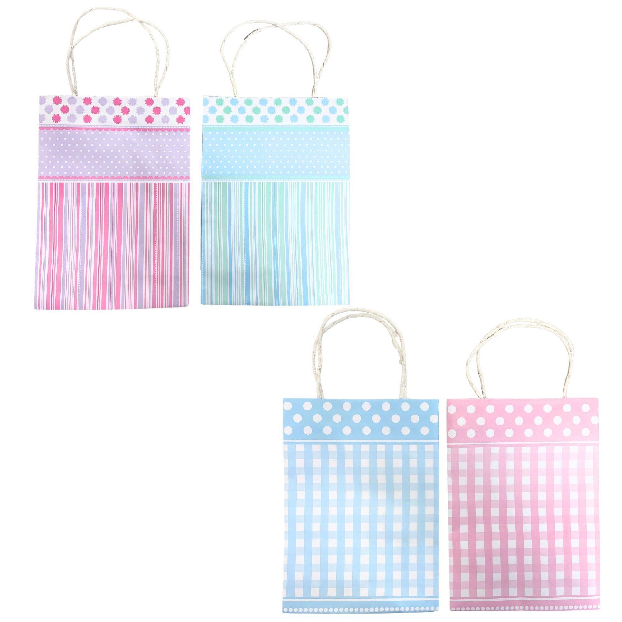 12 Pack Medium 7.5"x 3" x 10.5" Gift Bags in Assorted Designs