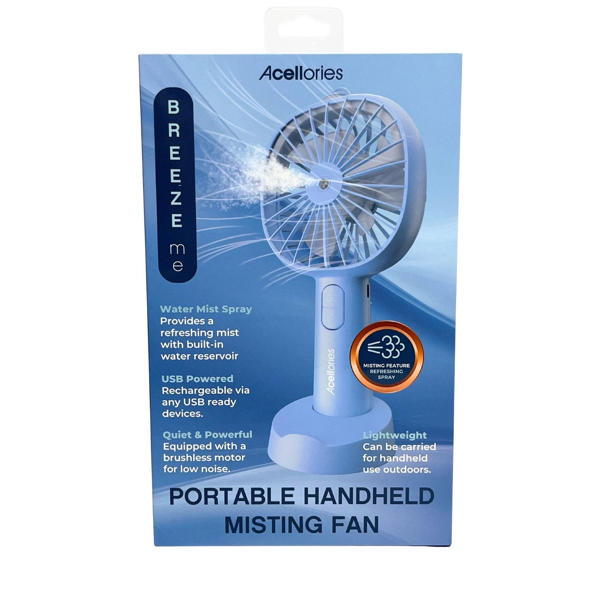 Acellories Portable Rechargeable Handheld Misting Fan in Blue image