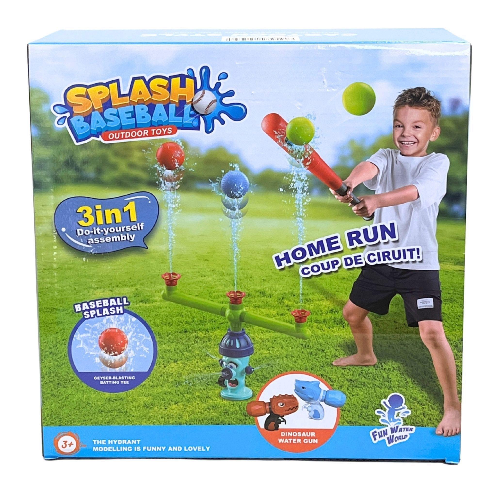 Splash Baseball Outdoor Toys 3 in 1 Water Toy with 2 Dinosoar Water Guns in Hydrant Design image