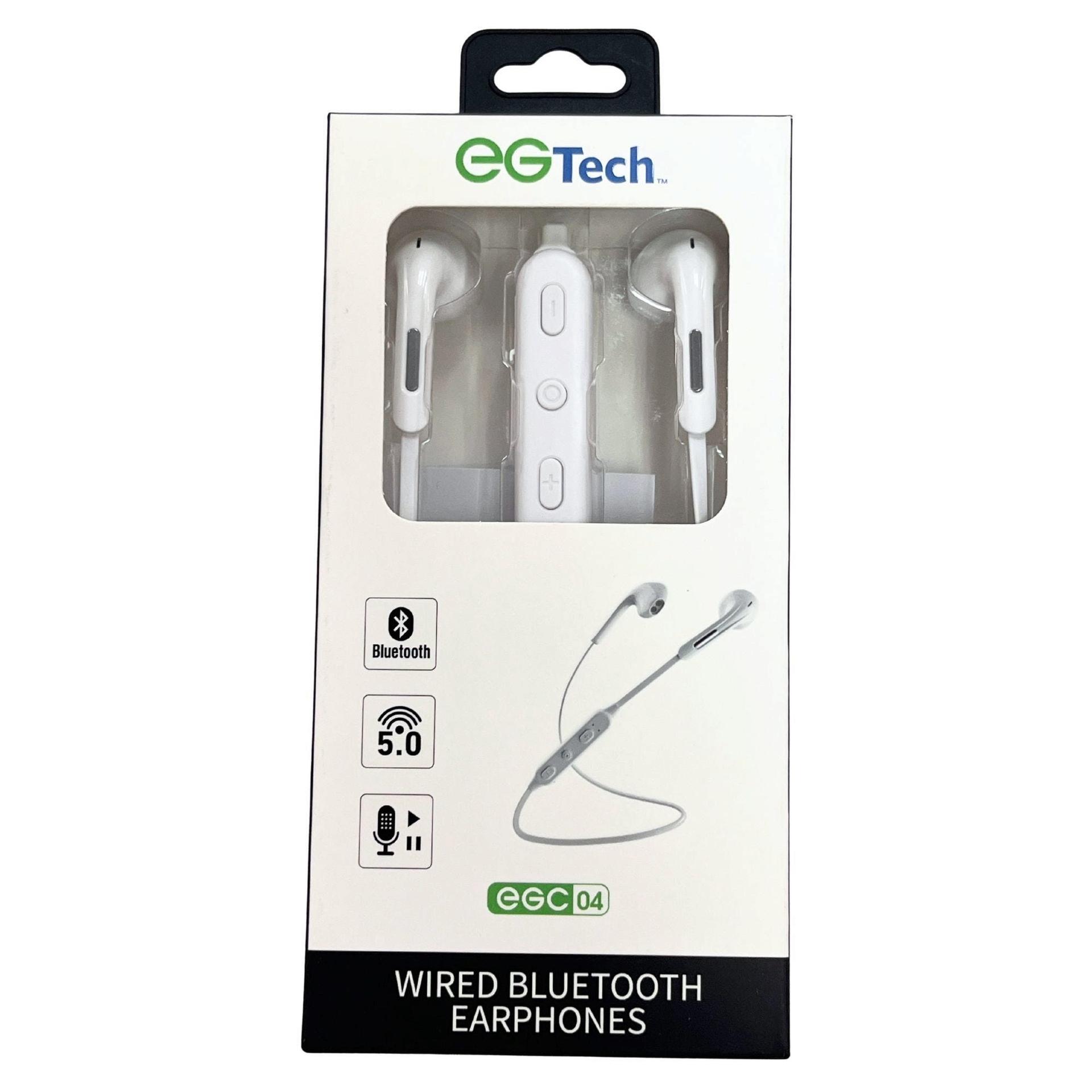 EG Tech Bluetooth Wireless Earbuds with Controls in White image