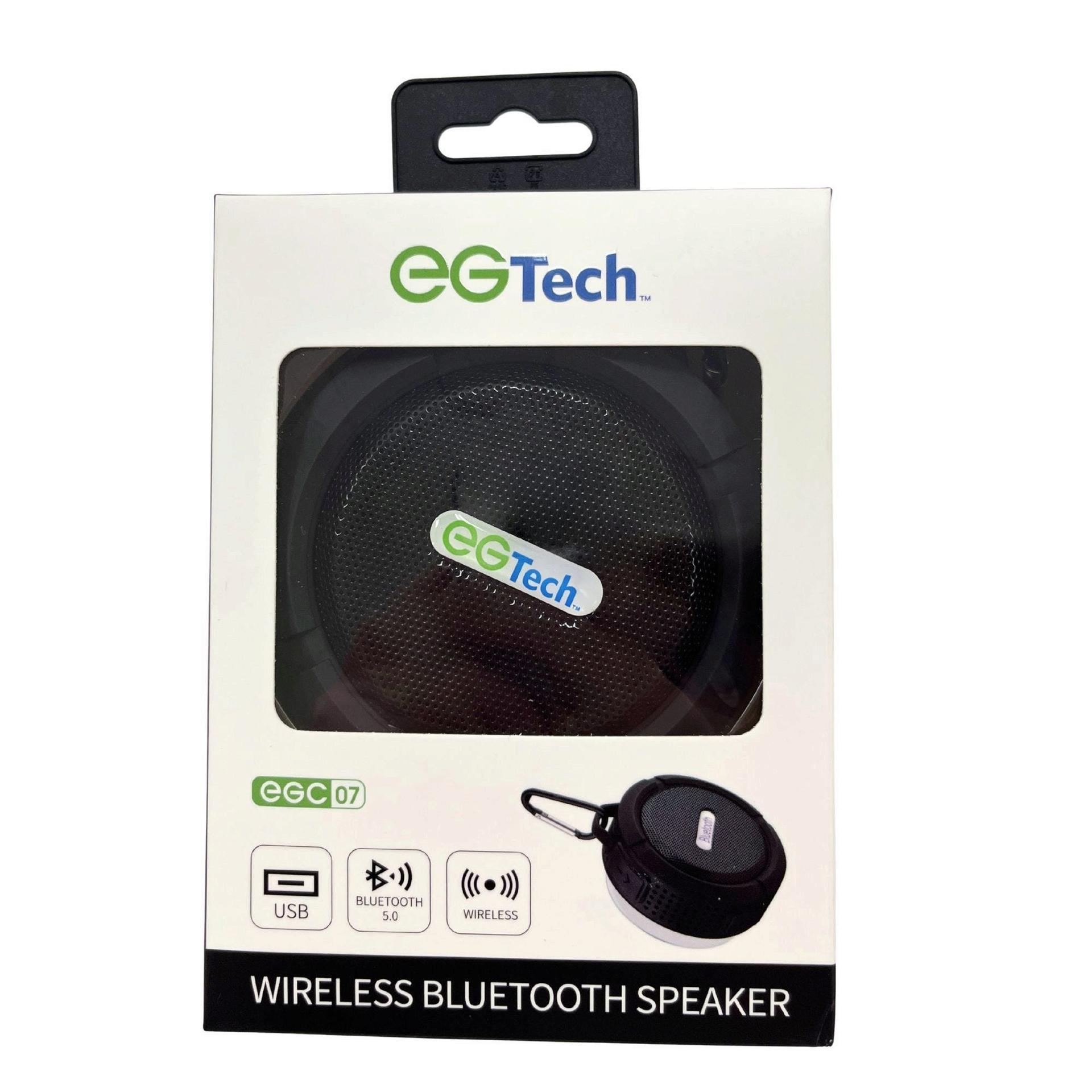 EG Tech Wireless Bluetooth Speaker with Carabiner Clip in Black image