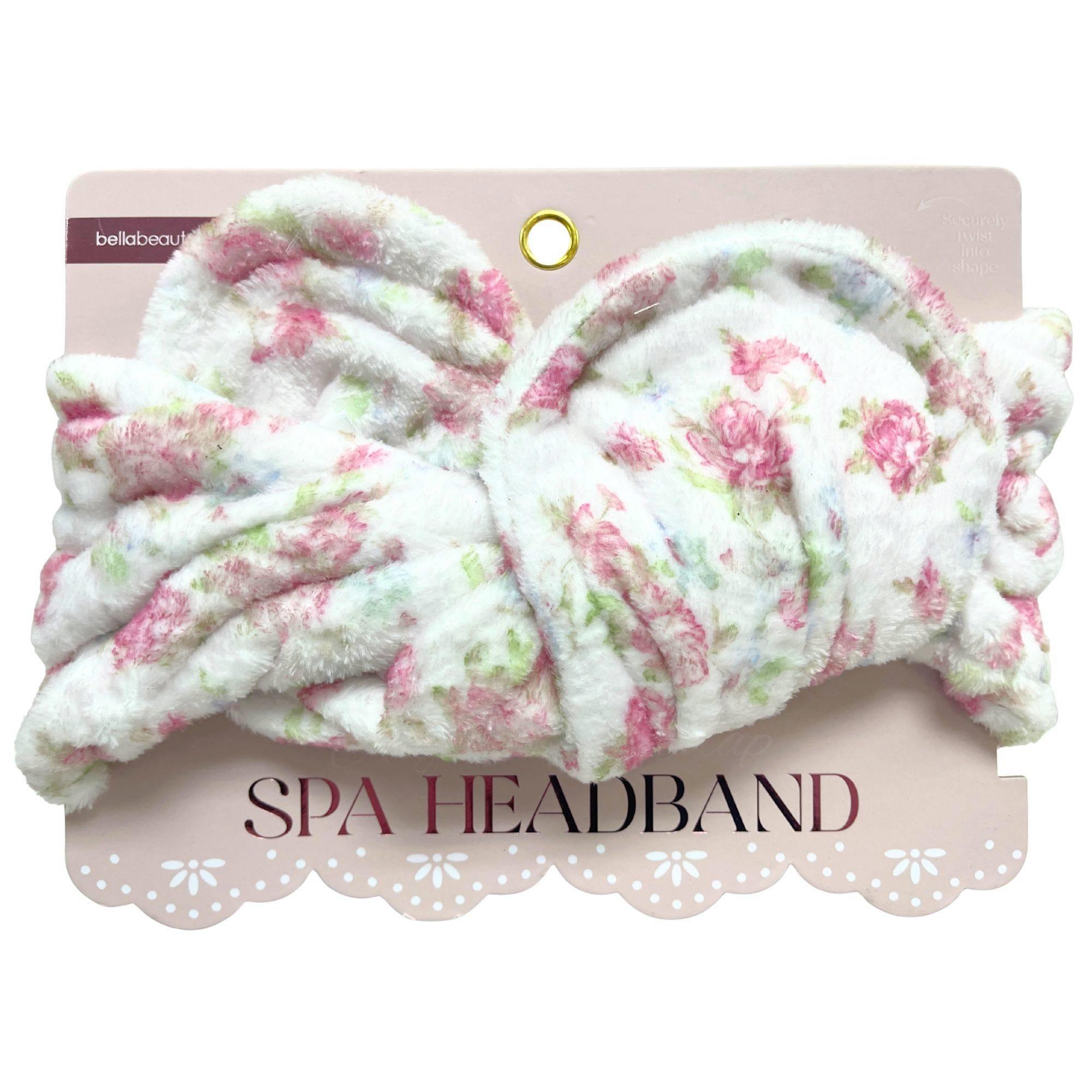 Bella Beauty Adjustable Wrap Spa Headband in Light Pink Peony Floral image