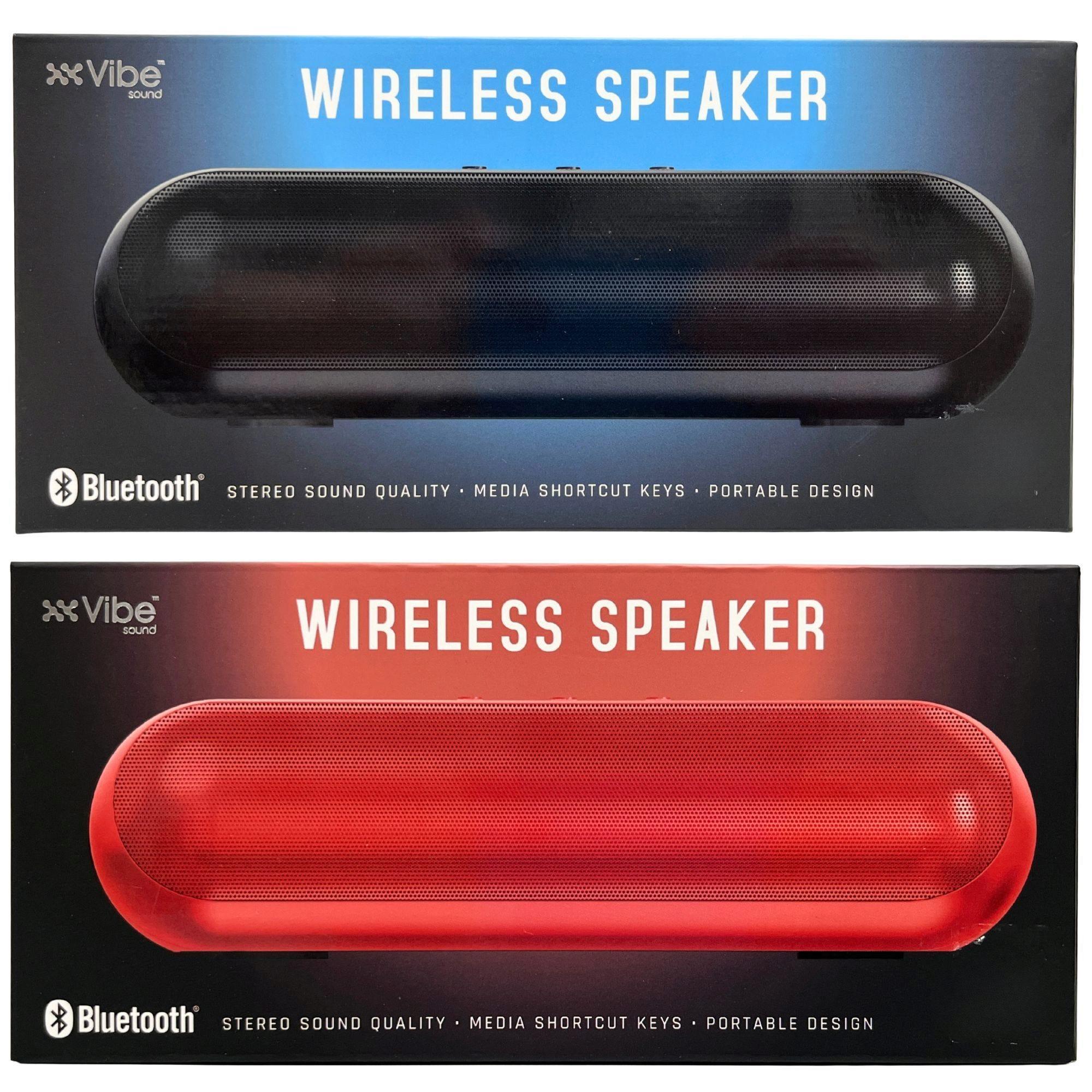 Vibe Wireless Pill Shaped Stereo Sound Bluetooth Speaker Assorted Black and Red image