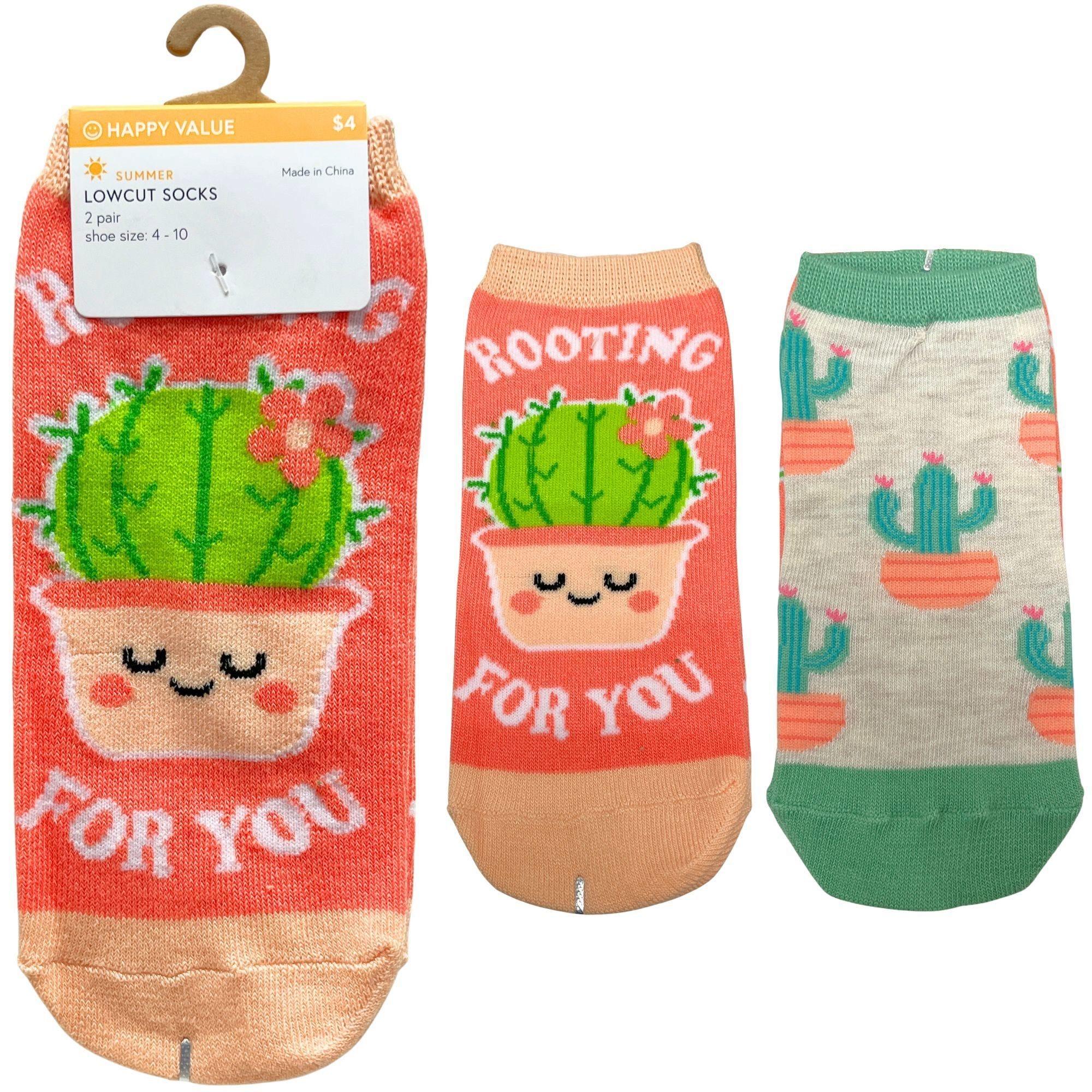Happy Value Rooting For You 2 Pair Pack Lowcut Socks in Sizes 4-10 image