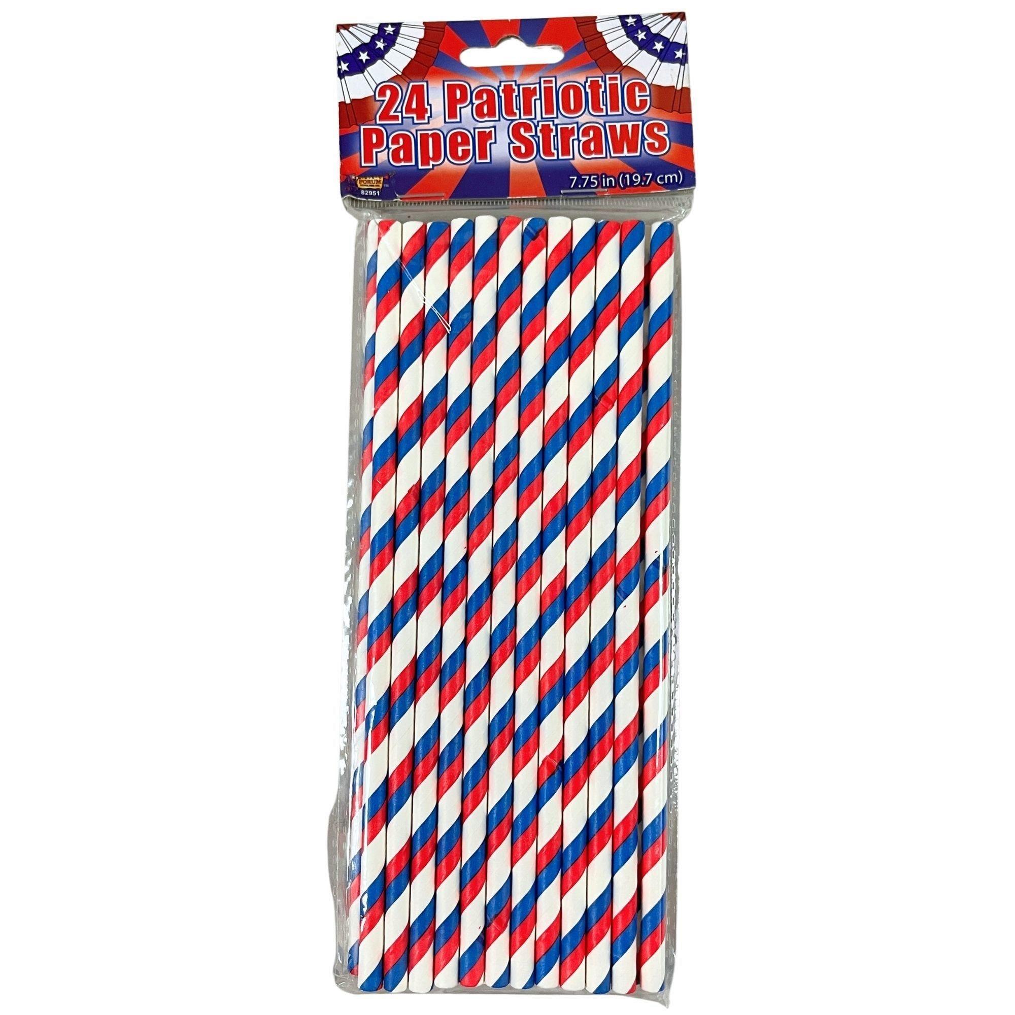 24 Pack Red White and Blue Paper Straws image