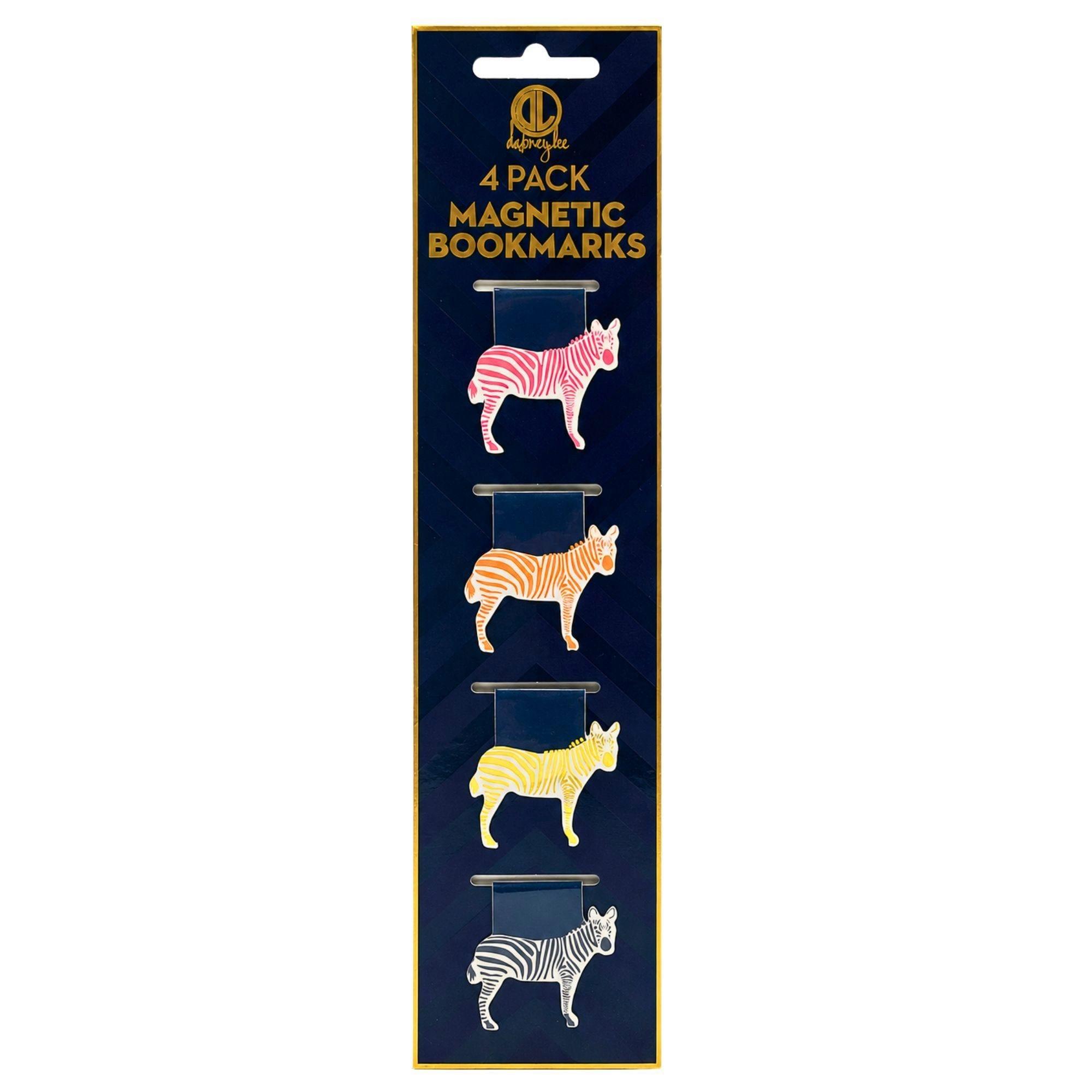 Dabney Lee 4 pack Magnetic Bookmark Clips w/ Colorful Zebra Design