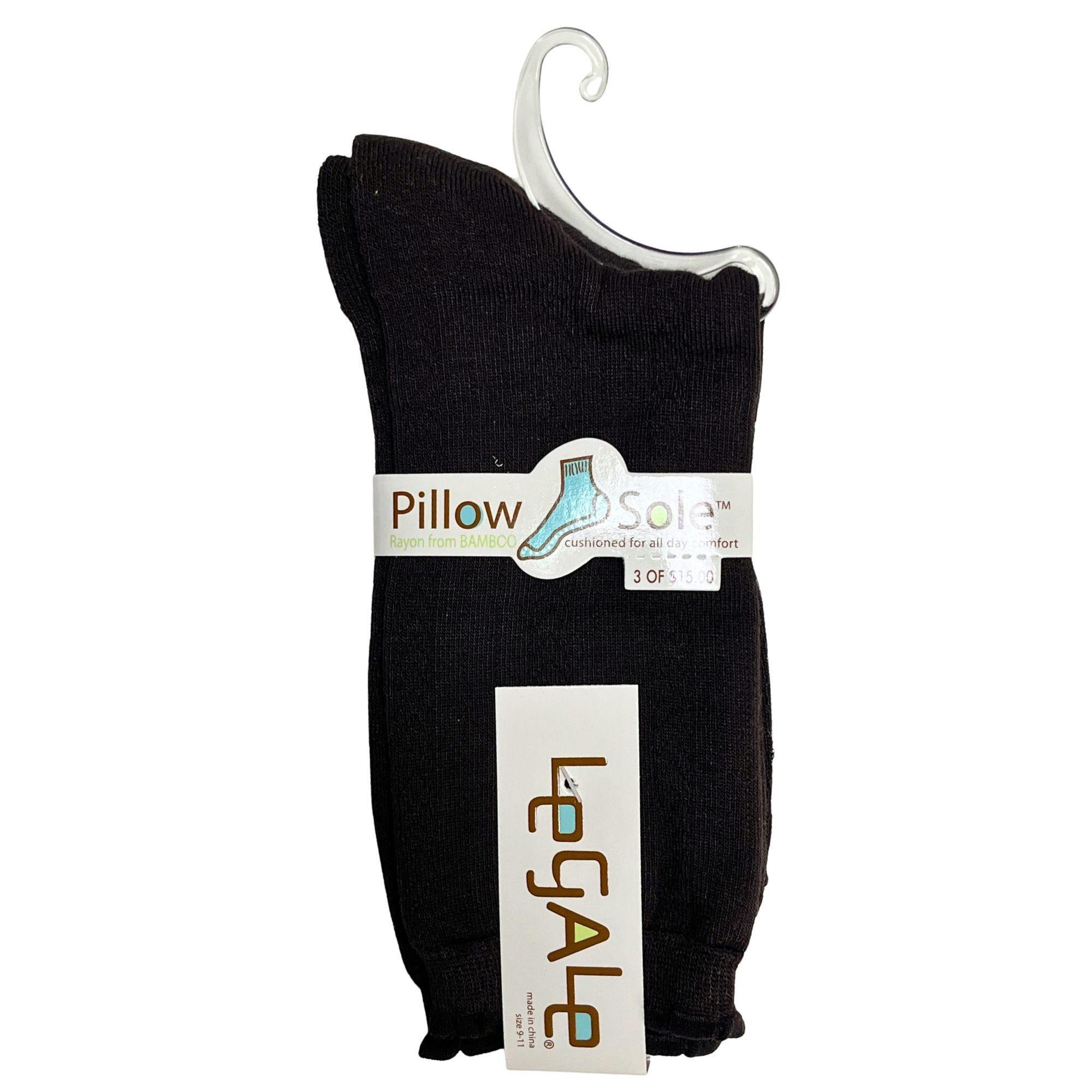 Legale 1 Pair Crew Socks Pillowsole Scallop Top Chevron Espresso Ladies Sock Size 9-11 image