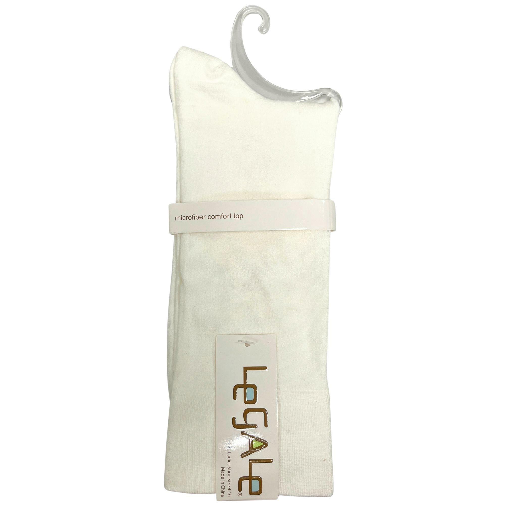 Legale 1 Pair Crew Socks Microfiber Comfort Top Ivory Ladies Shoe Size 4-10 image