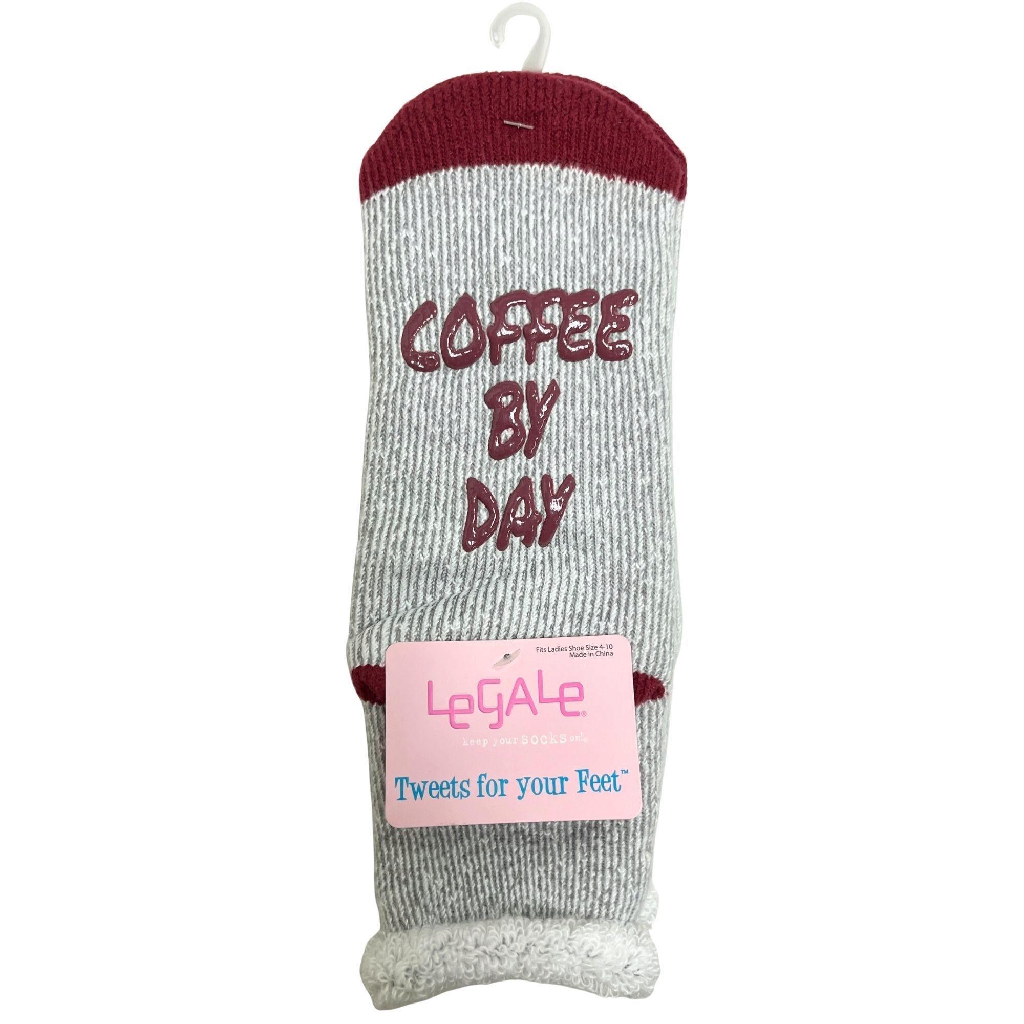 Legale 1 Pair Cozy Socks Coffee/Wine Grip Grey Ladies Shoe Size 4-10 image