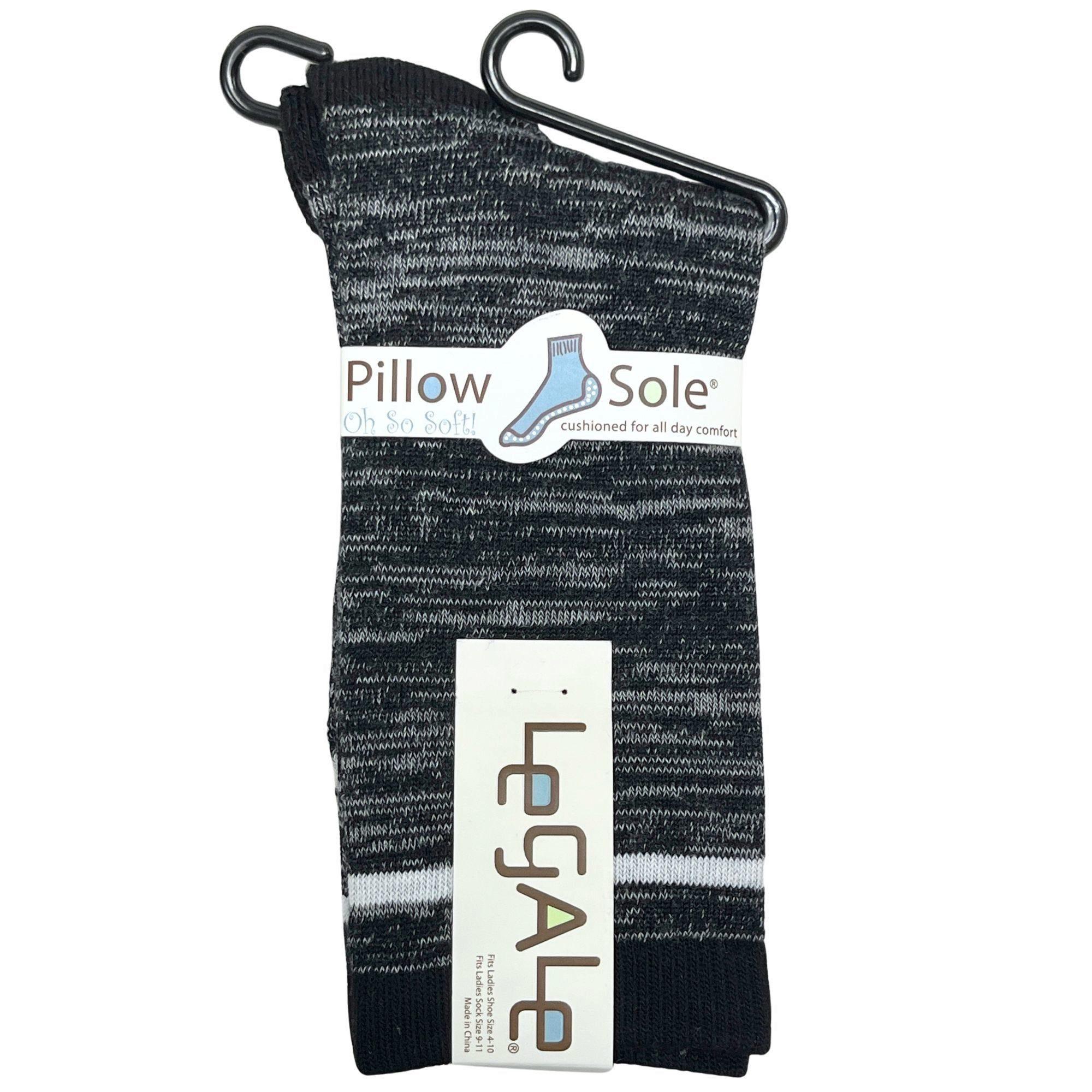 Legale 1 Pair Crew Socks Pillowsole Super Soft Stripe Assorted Colors Ladies Shoe Size 4-10 image