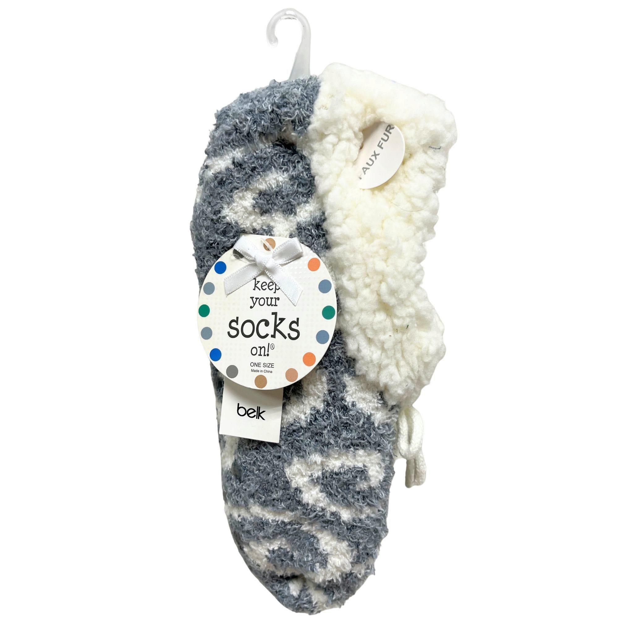 Legale 1 Pair Cozy Slippers w/ Grippers Swirls Design Grey One Size image