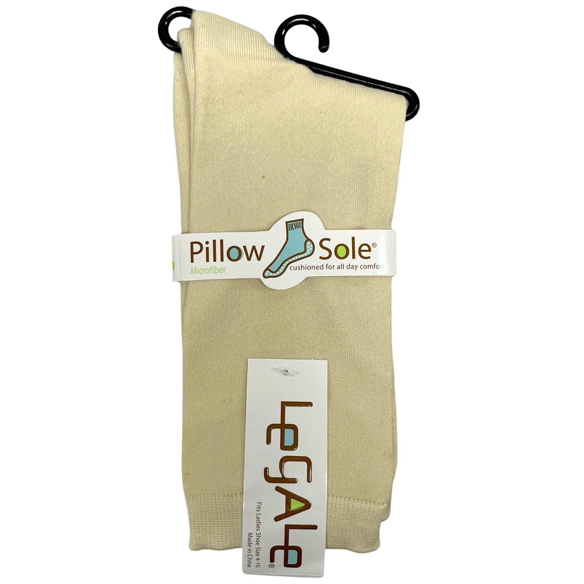 Legale 1 Pair Crew Socks Pillowsole Flat Knit Ivory Ladies Shoe Size 4-10 image