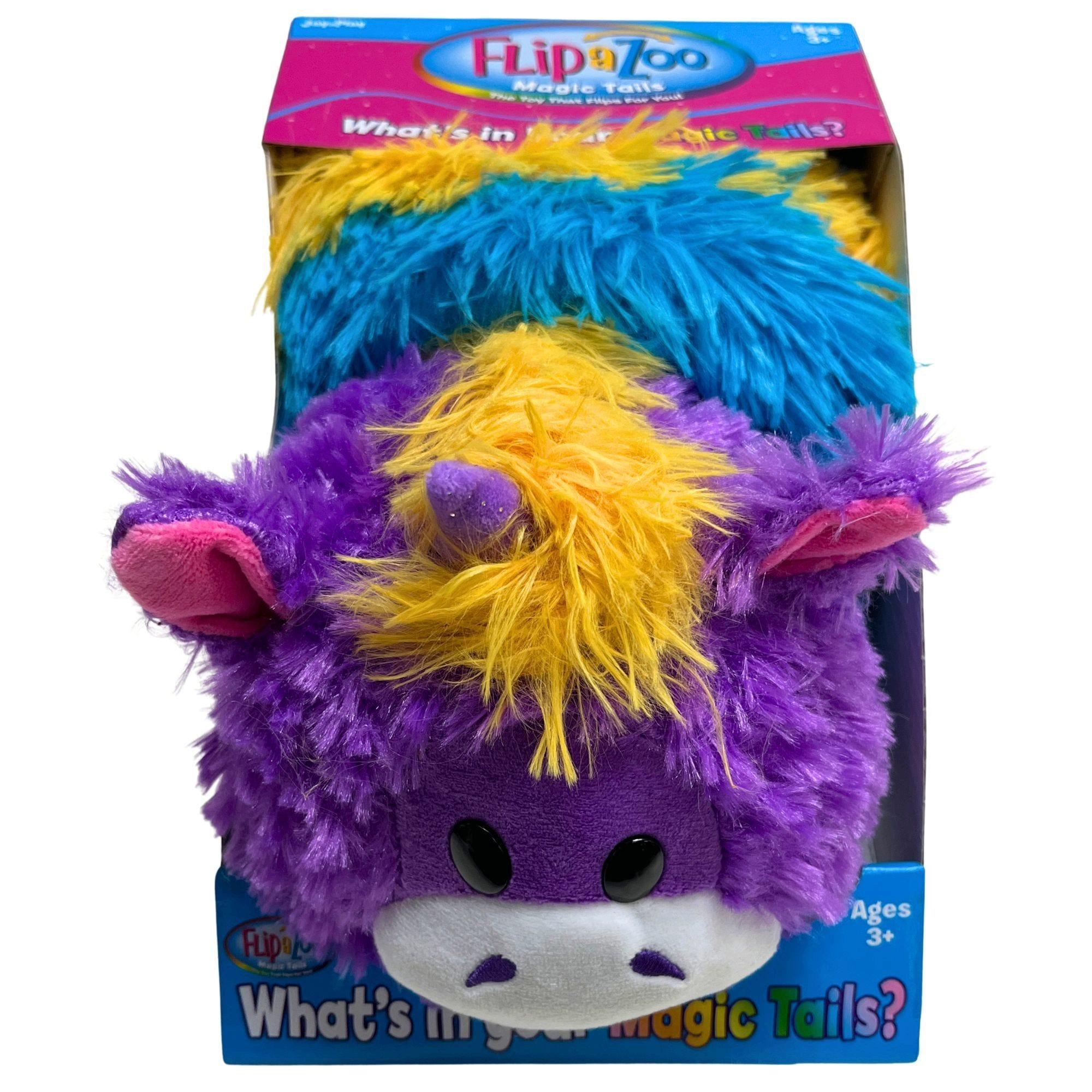 FlipaZoo Magic Tails 2 in 1 Reversable Plush Animal in Blue Dragon and Purple Unicorn Design image