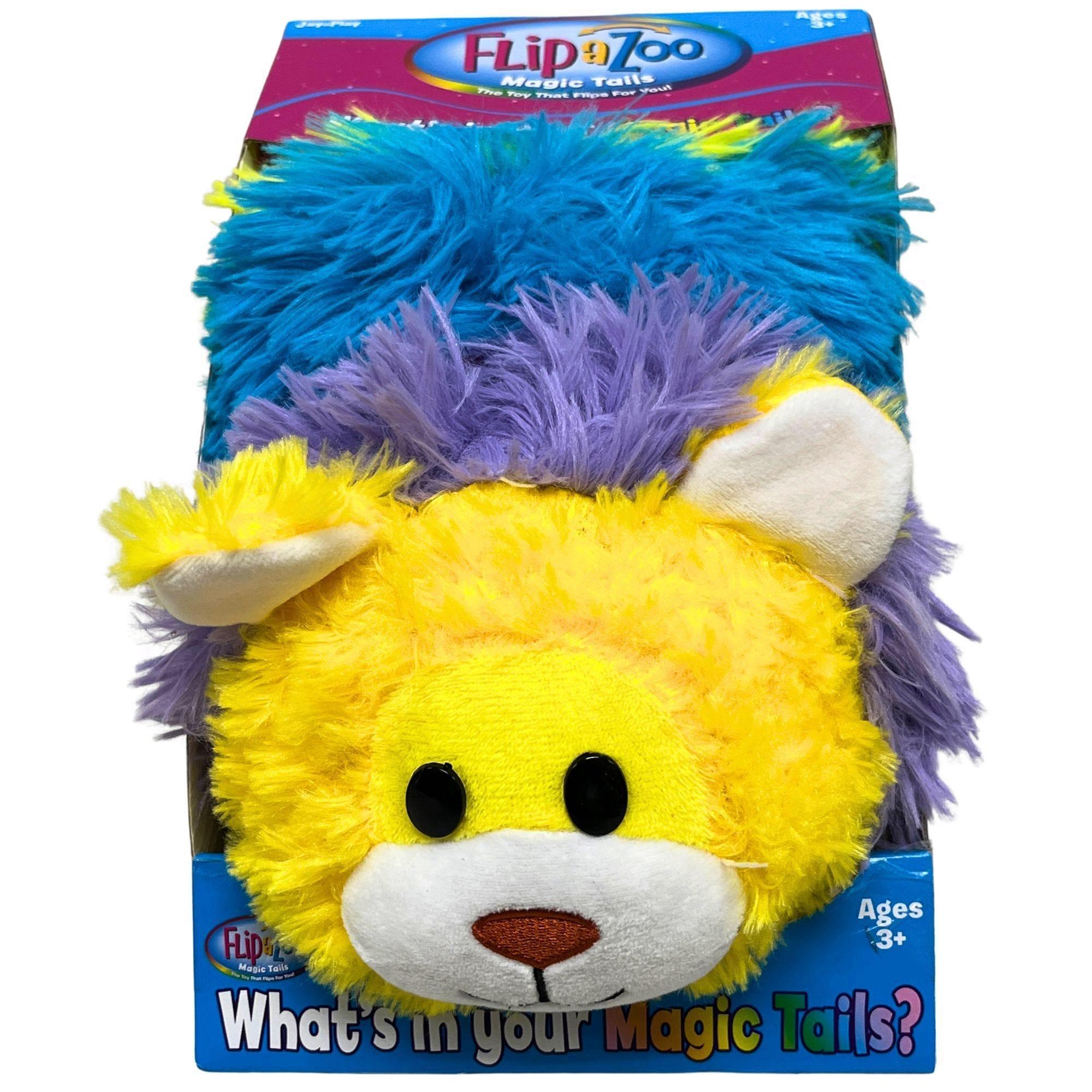 FlipaZoo Magic Tails 2 in 1 Reversable Plush Animal in Yellow Lion and White Unicorn Design image