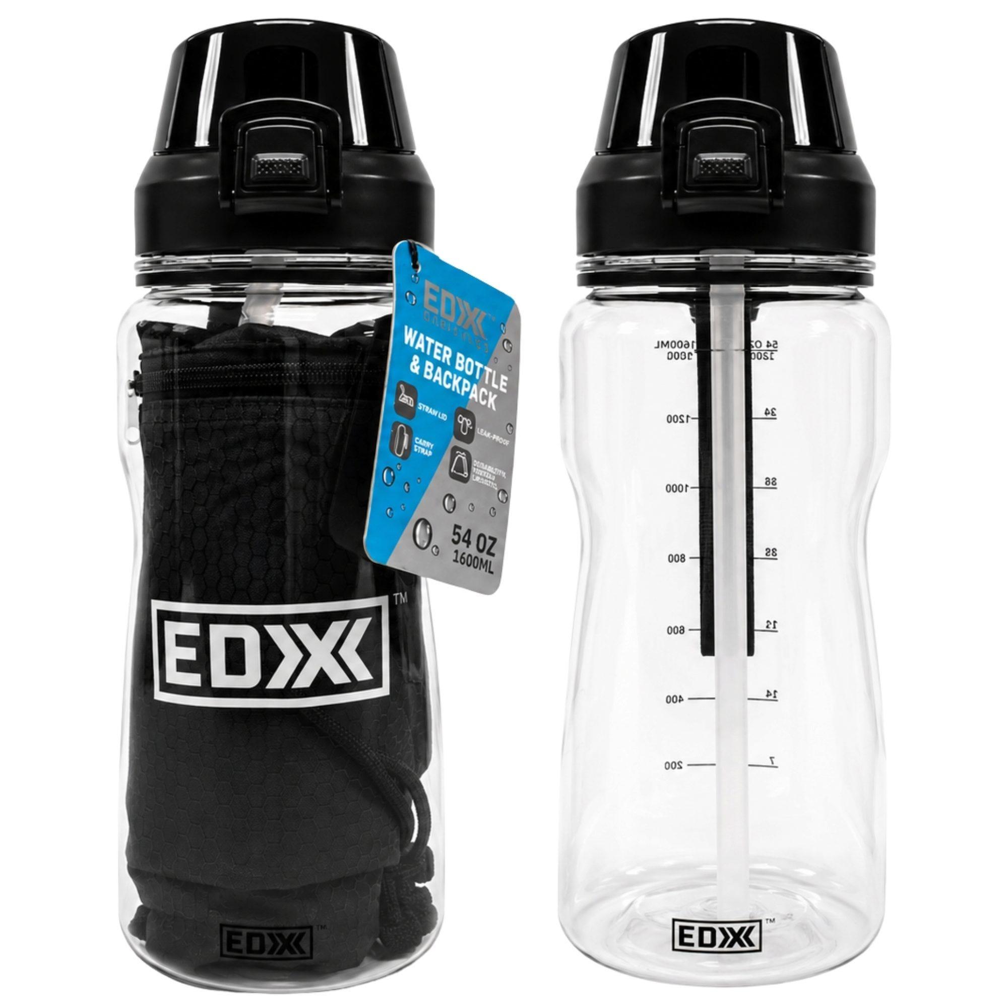 EDX 54oz Water Bottle with Drawstring Backpack Set in Black image