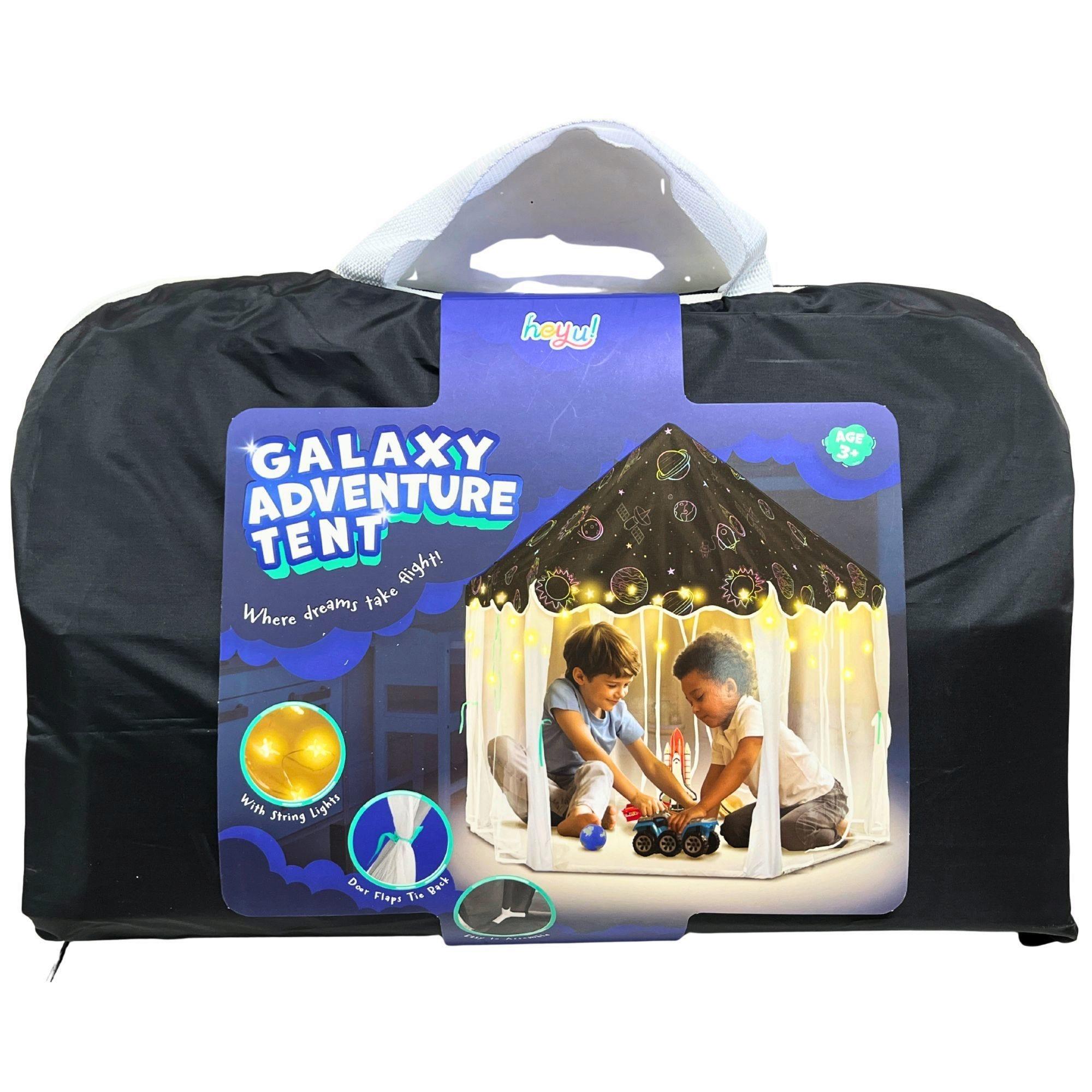 Heyu Galaxy Adventure Tent Kids Play Tent with String Lights in Black with Galaxy Design image